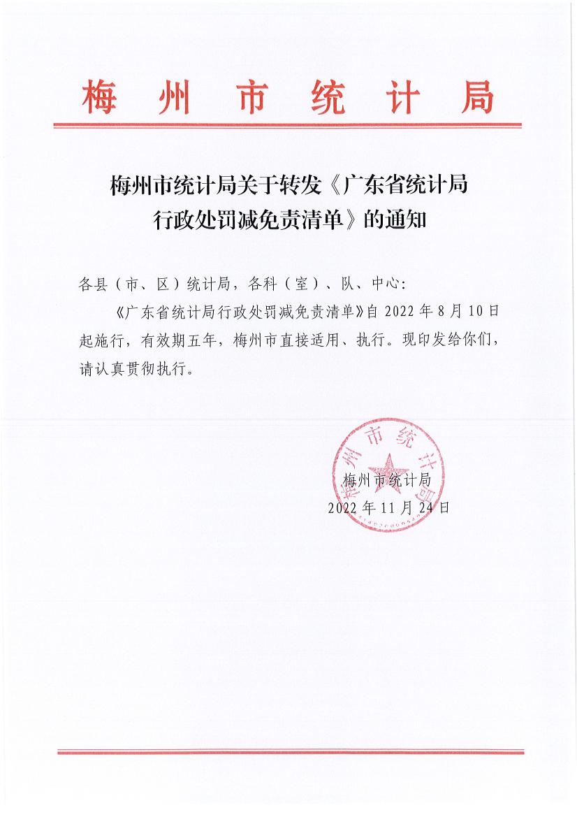 梅州市统计局关于转发《广东省统计局行政处罚减免责清单》的通知0000.jpg