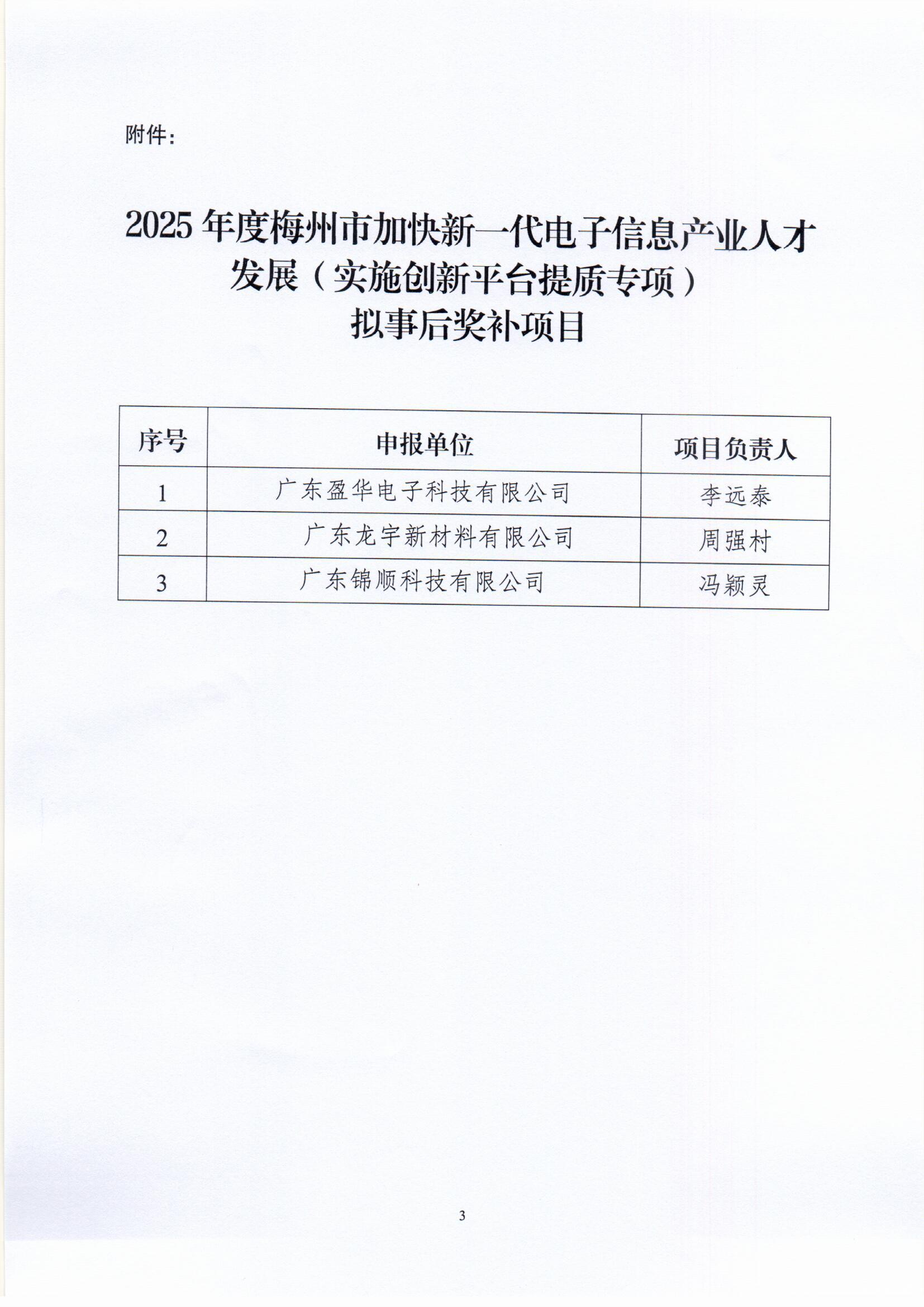 附件：2025年度梅州市加快新一代电子信息产业人才发展（实施创新平台提质专项）拟事后奖补项目.jpg