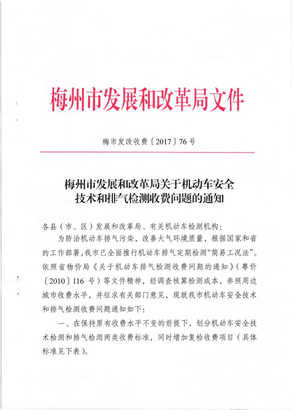 05091120499梅市发改收费〔2017〕76号梅州市发展和改革局关于机动车安全技术和排气检测收费问题的通知_1_调整大小.jpg